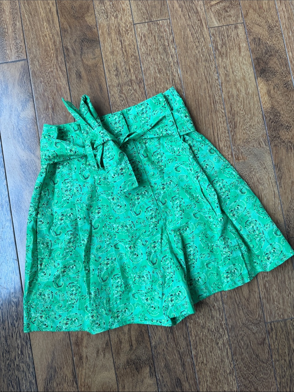 10 Crosby Derek Lam Green Paisley Tie-Waist Skirt